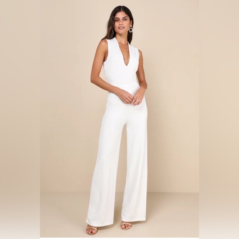 Thinking Out Loud White Backless Jumpsuit